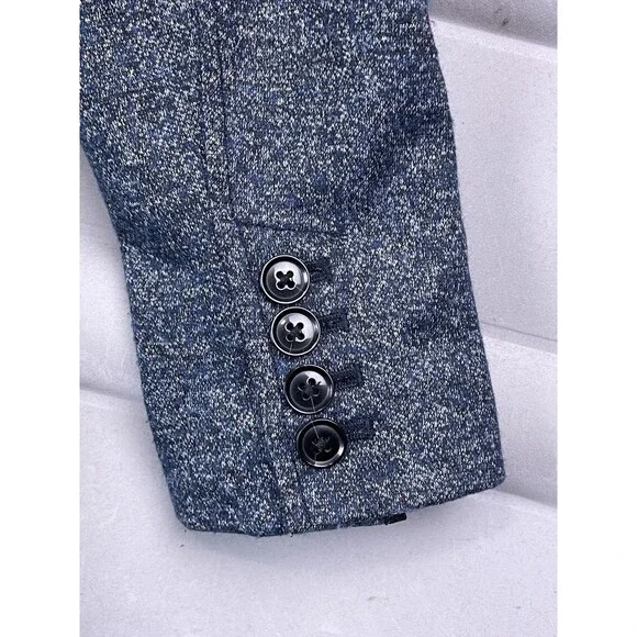 Banana Republic Women 8 Blazer Coat Wool Textured Knit Career Heathered Blue - Picture 13 of 13
